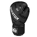 Боксерські рукавиці Phantom APEX Velcro Black 12 унцій (Бинти 4м. в подарунок), фото 4
