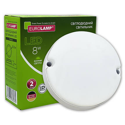 LED світильник Eurolamp накладний круглий ЖКГ G7 8W 5000K з датчиком руху LED-NLR-08/50(sensor)(G7), фото 1