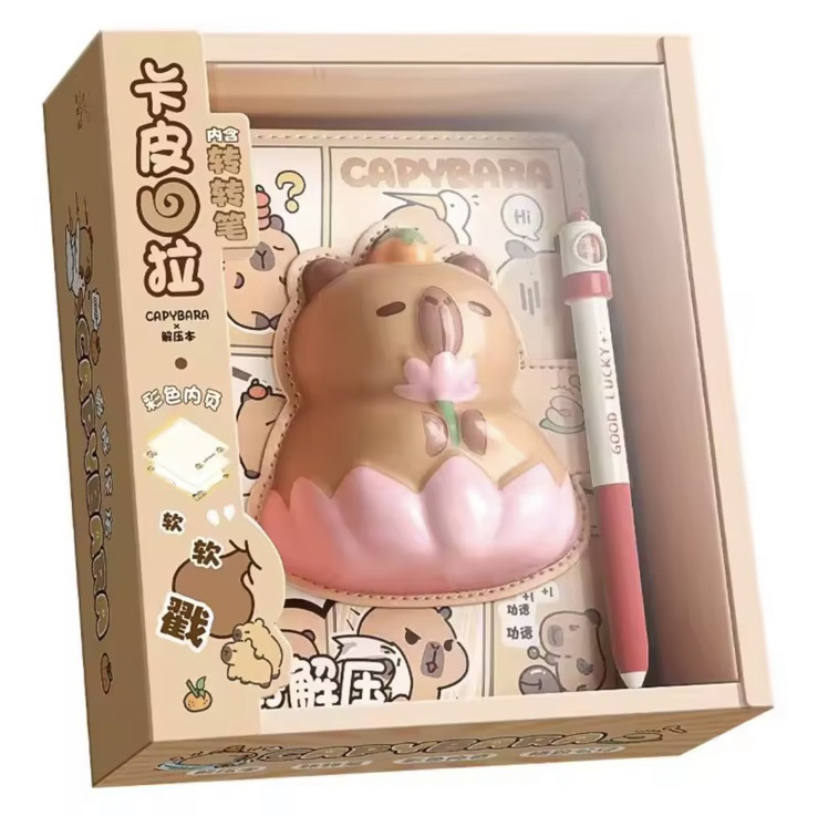 Набір Антистрес Блокнот Капібара Squishy та Ручка М'який Щоденник Сквіші (01219)