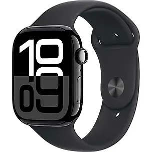 Apple Watch Series 10 GPS 46mm Jet Black Aluminum Case with Black Sport Band S/M MWWP3, фото 1