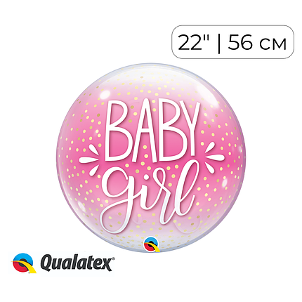 Бабл 22" QUALATEX-КВ Baby Girl — горошок (УП), фото 1