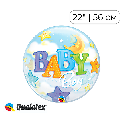 Бабл 22" QUALATEX-КВ Baby Boy - кольоровий та білий напис (УП), фото 1