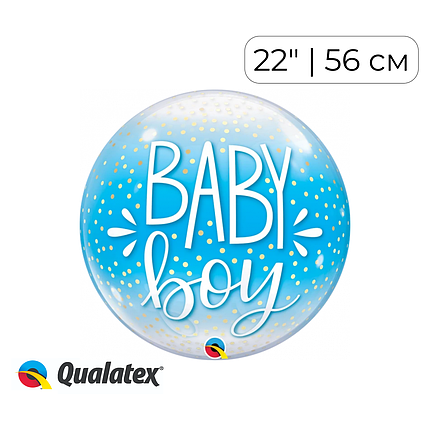 Бабл 22" QUALATEX-КВ Baby Boy - горошок (УП), фото 1