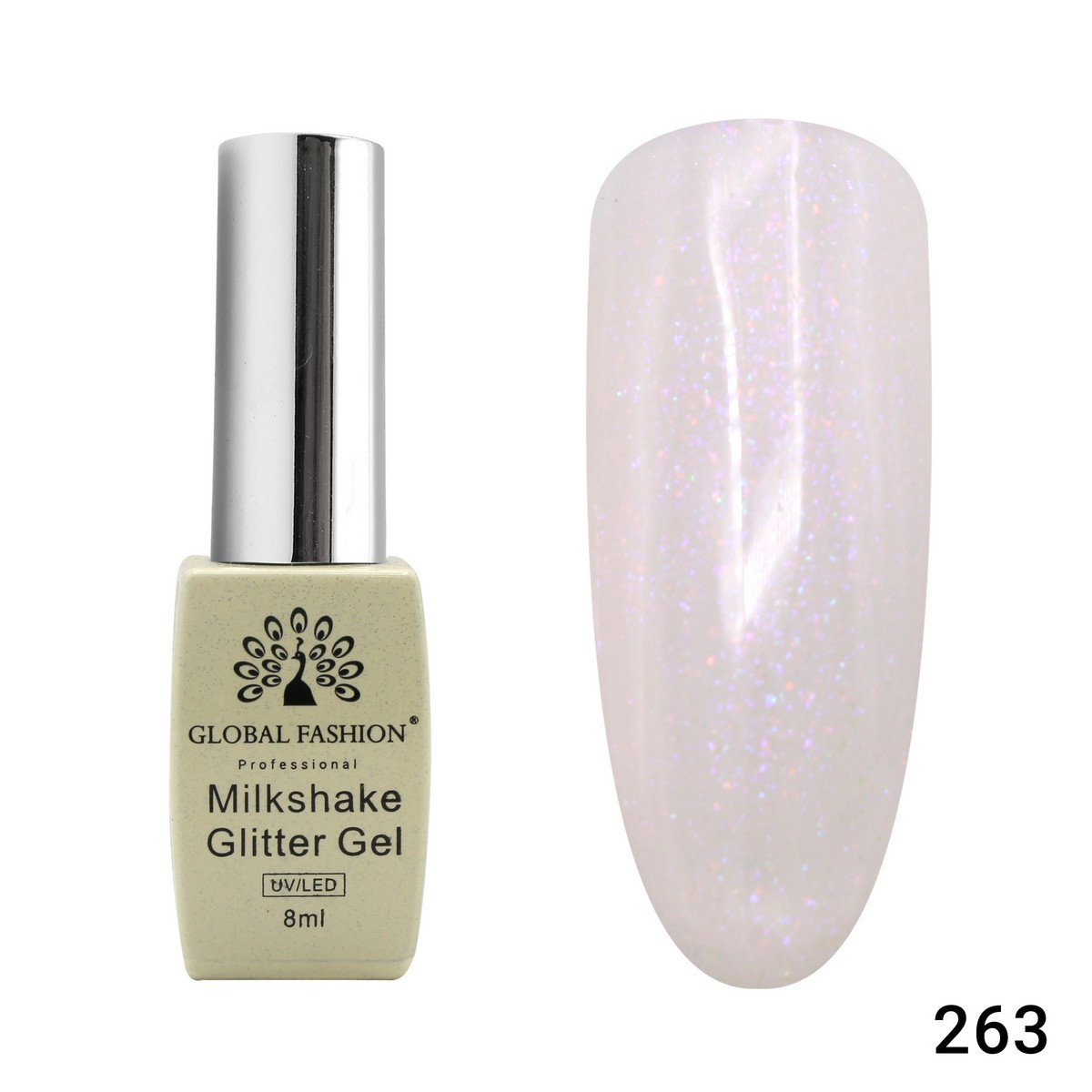 Гель-лак Global Fashion Milkshake Glitter 263, 8 мл, фото 1
