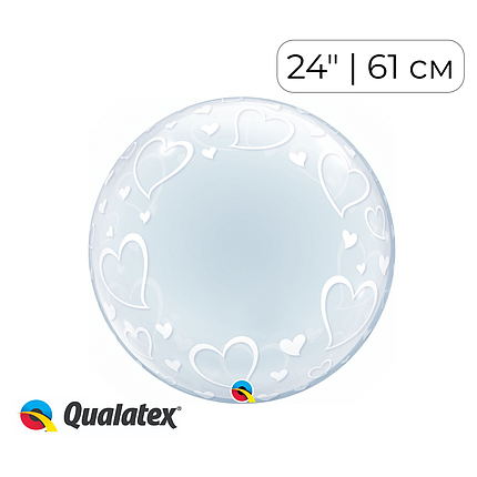 Бабл 24" QUALATEX-КВ Білі серця (УП), фото 1