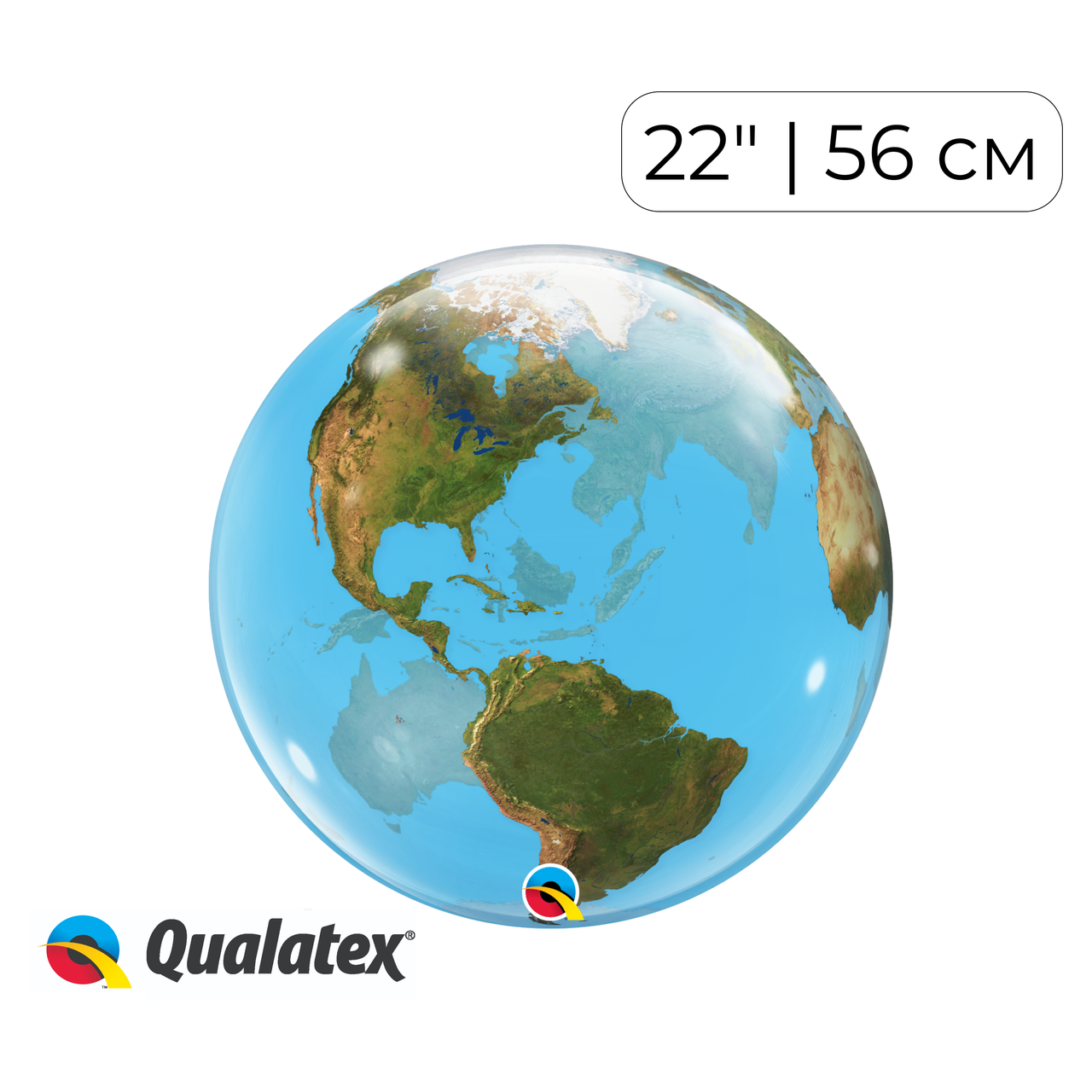 Куля Bubble Бабл 22"/56 см Планета Земля (Qualatex)