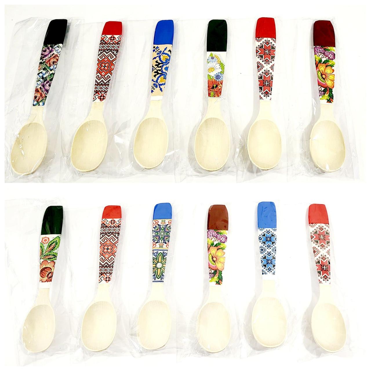 Дерев'яна кухонна ложка з різними узорами, фото 1