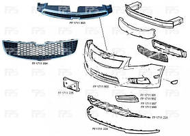 Решітка бампера CHEVROLET CRUZE I 12-15 EUR / 15-16 EUR / USA