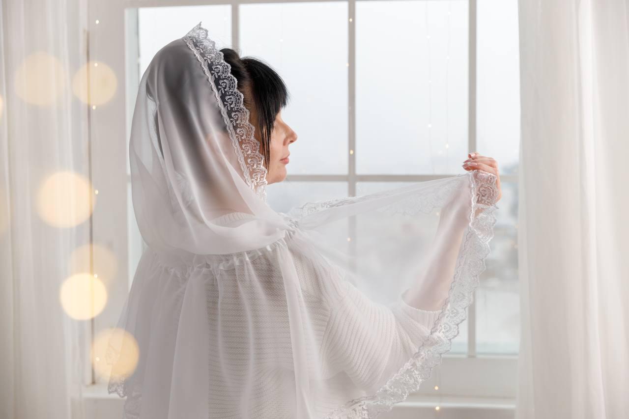 Палантін церковний Brilliant Baby Мереживо Білий (BB236), фото 1