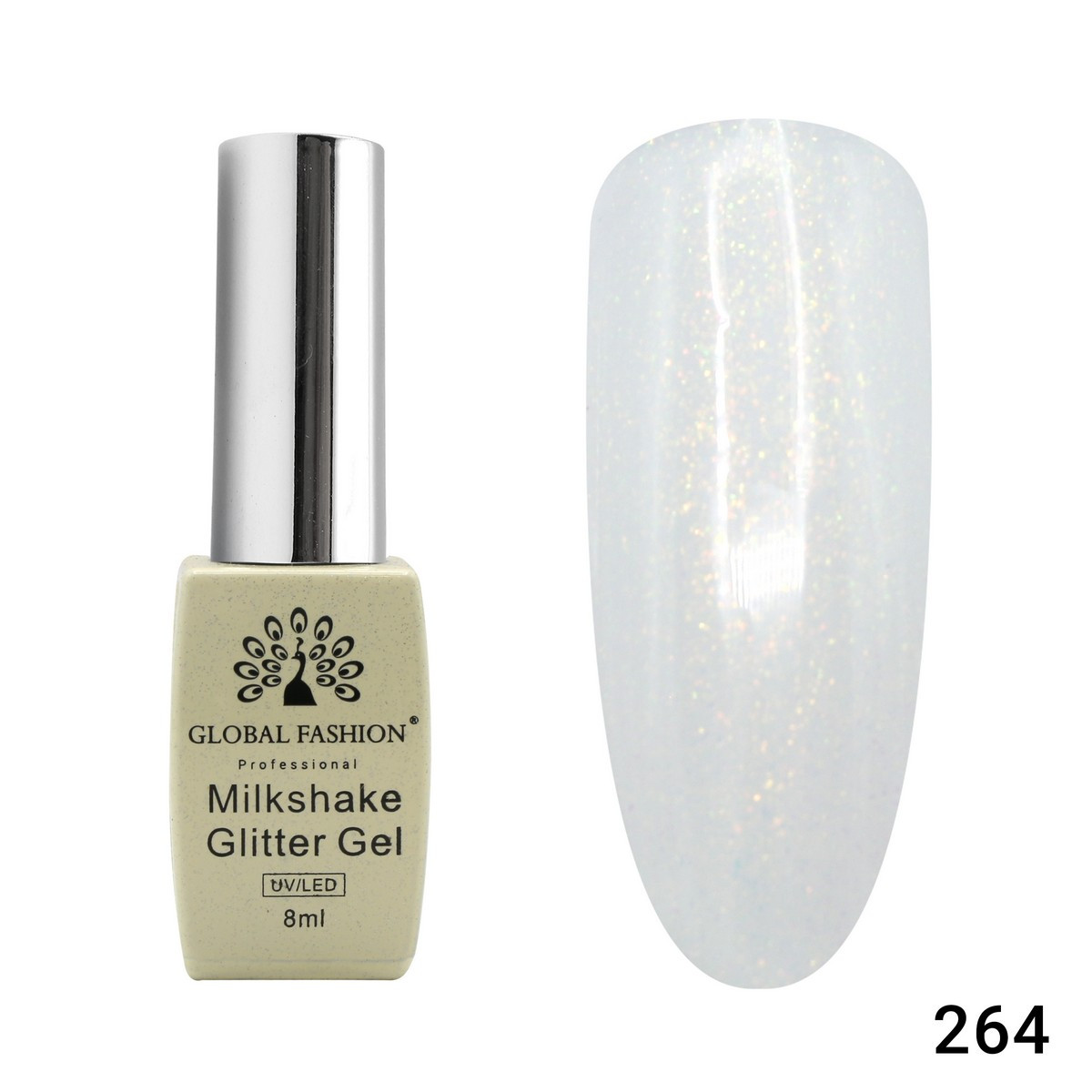 Гель-лак Global Fashion Milkshake Glitter 264, 8 мл