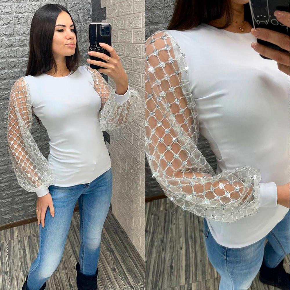 Кофта мікродайвінг рукави блискуча сітка, фото 1