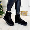 Черевики жіночі замшеві на товстій підошві, чорний колір, фото 2
