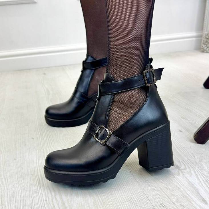 Ботильйони жіночі на стійкому каблуці, фото 1