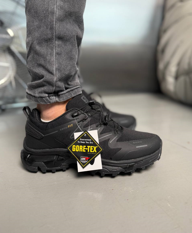 Чоловічі зимові ТЕРМО кросівки Salomon Sensifit gore-tex GTX black чорні Саломон Гортекс теплі водостійкі осінь на зиму