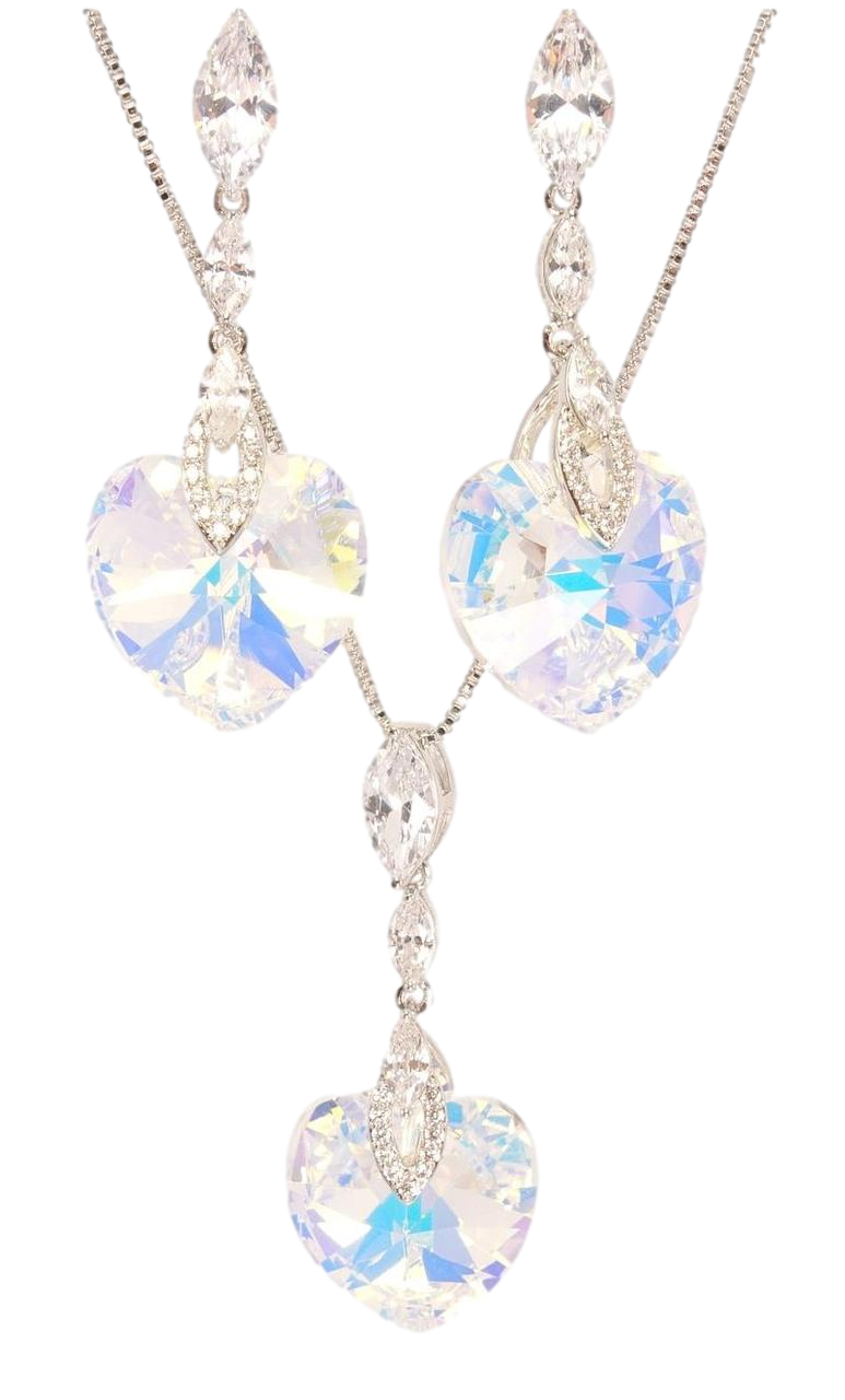 Набір Xuping колір Родій з кр-ми Swarovski Сережки Кулон на ланцюжку "Xilion Heart Vitrail Light" дл.38,5-43см