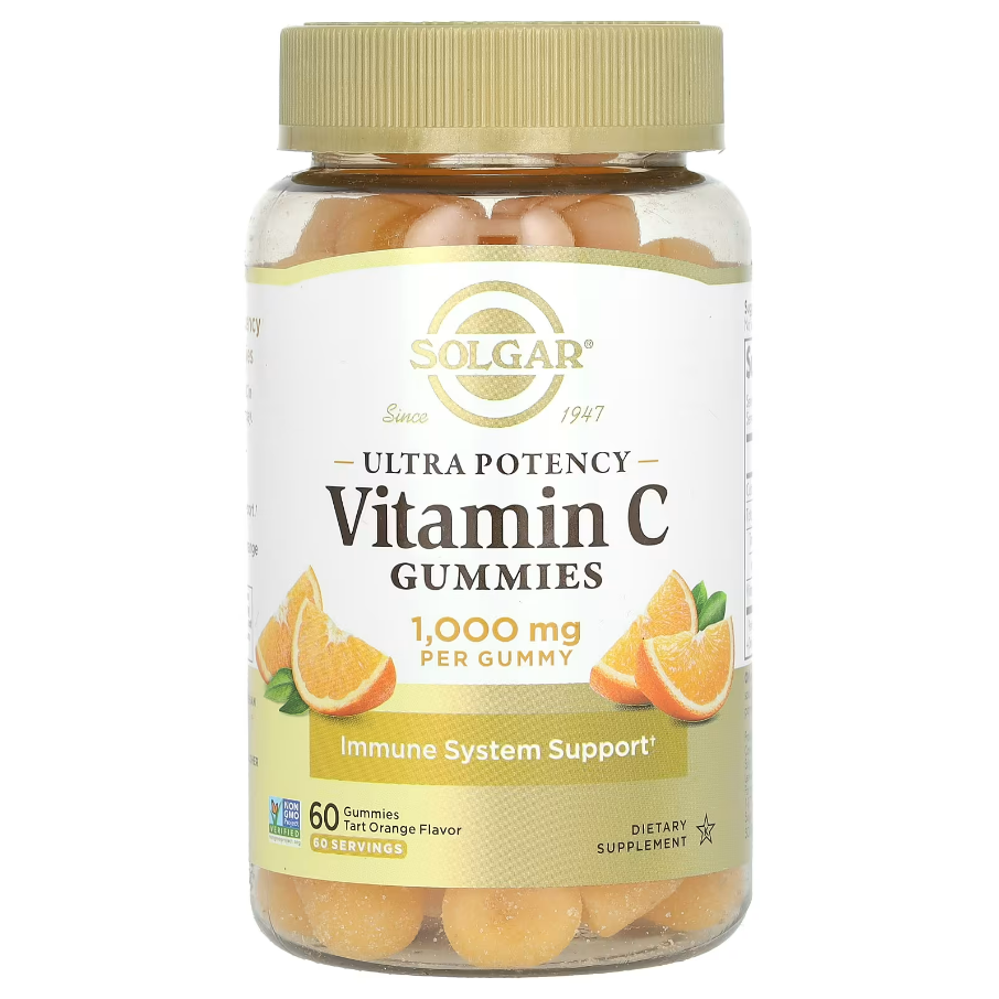 Ultra Potency Vitamin C Gummies Tart Orange Solgar 1000 мг 60 жувальних таблеток