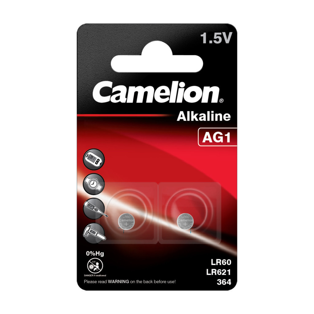 Батарейка Camelion AG1 / LR60 Alkaline * 2 LR60/AG1 / LR60 Alkaline (AG1-BP2)