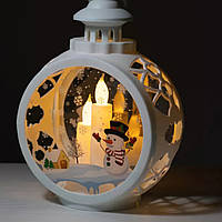 Світильник нічник новорічний "Свічка Сніговик у шарфі", настільний нічник на батарейках (xmas нічник)