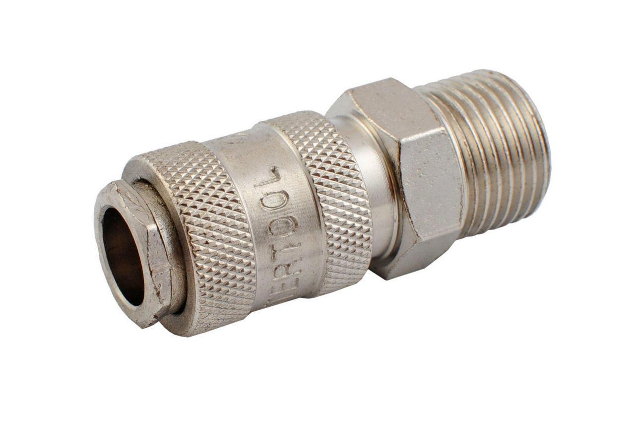 Швидкозйомне пневмоз'єднання Intertool PT-1805 з нержавіючої сталі, тип «мама», зовнішнє різьблення 1/4"