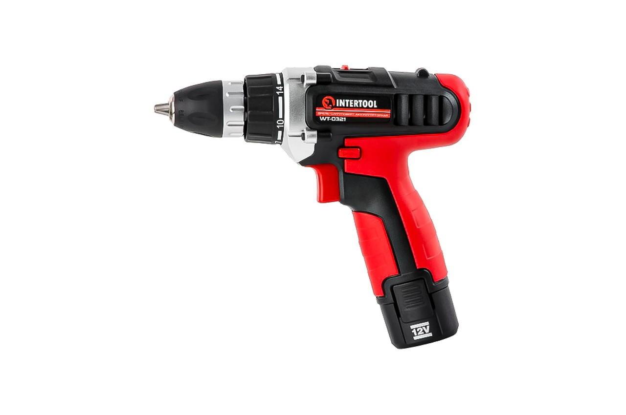 Акумуляторний шуруповерт Intertool WT-0321 12 В Li-ion 1.5 А·год, 18 Нм, 2 швидкості, кейс