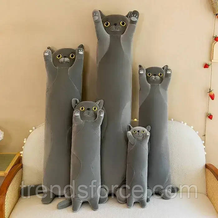 Дитяча м'яка плюшева довга іграшка, подушка, обіймашка-антистрес, кіт Обіймашка 90 см 209392