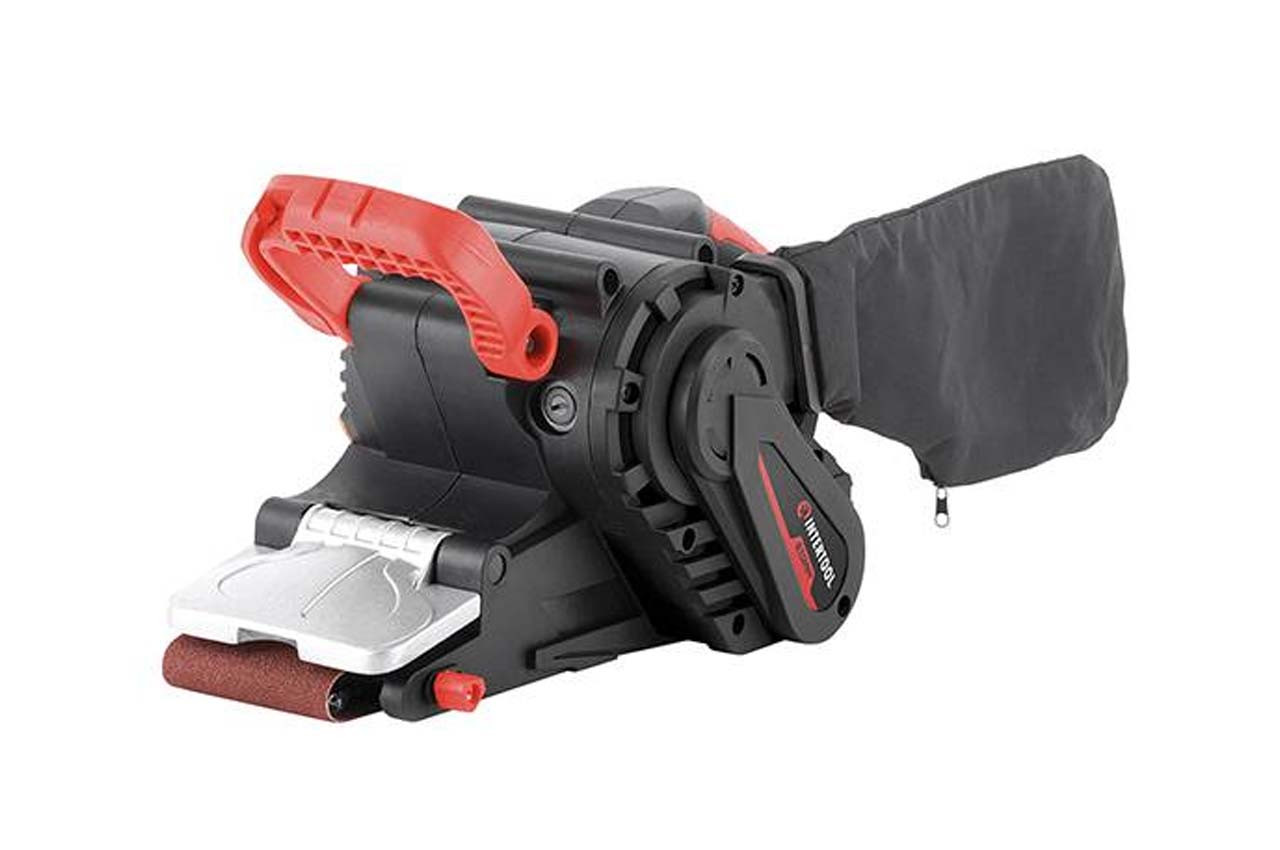 Потужна стрічкова шліфмашина Intertool Storm 1010 Вт з ефективною системою пиловидалення та ергономічним дизайн