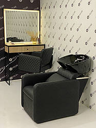 Перукарський комплект 3 в1 Polo Premium TRIO: Дзеркало з кріслом для перукаря та мийка (VM2049+884+739)