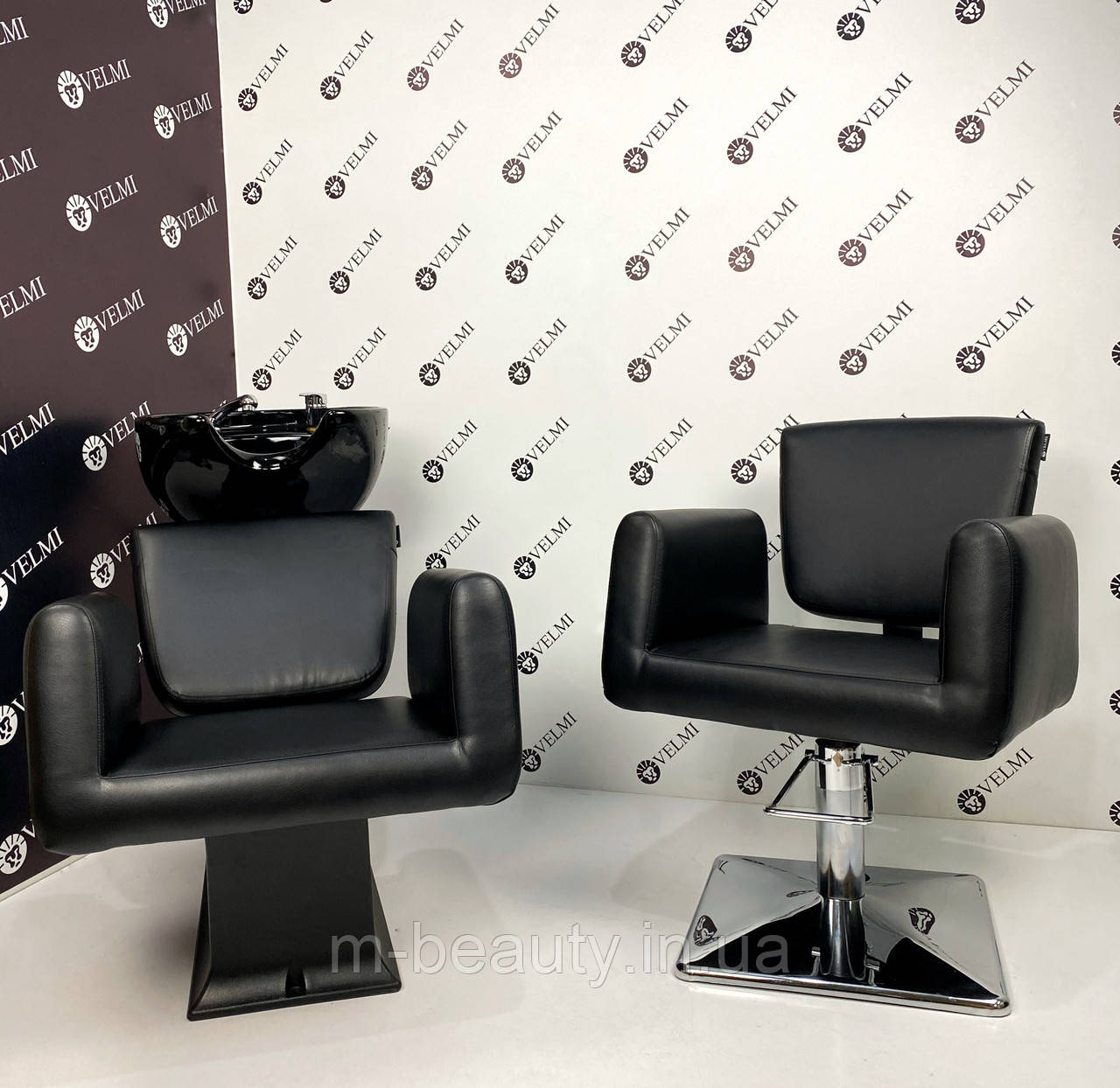 Комплект м'яких меблів для перукарень та салонів краси 2в1 Orlando Black (VM2035+833)