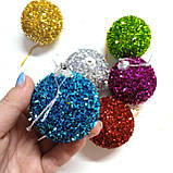 Набір новорічних іграшок кольоровіі 6 шт 6 см | прикраси ялинкові | новорічні іграшки, фото 3