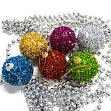 Набір новорічних іграшок кольоровіі 6 шт 6 см | прикраси ялинкові | новорічні іграшки, фото 5