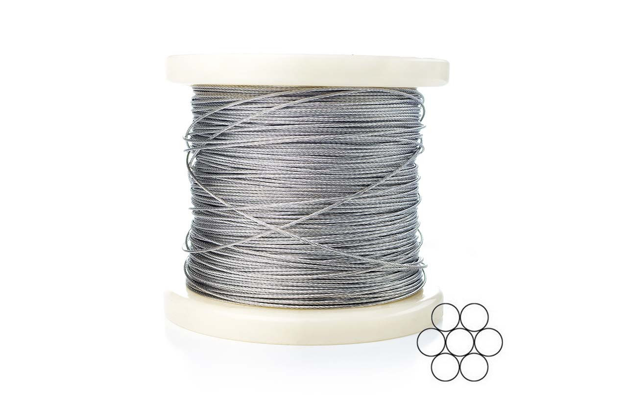 Трос нержавіючий Apro 1 мм x 200 м (1x7) DIN 3052 із сталевим сердечником, AISI 304 для будівництва