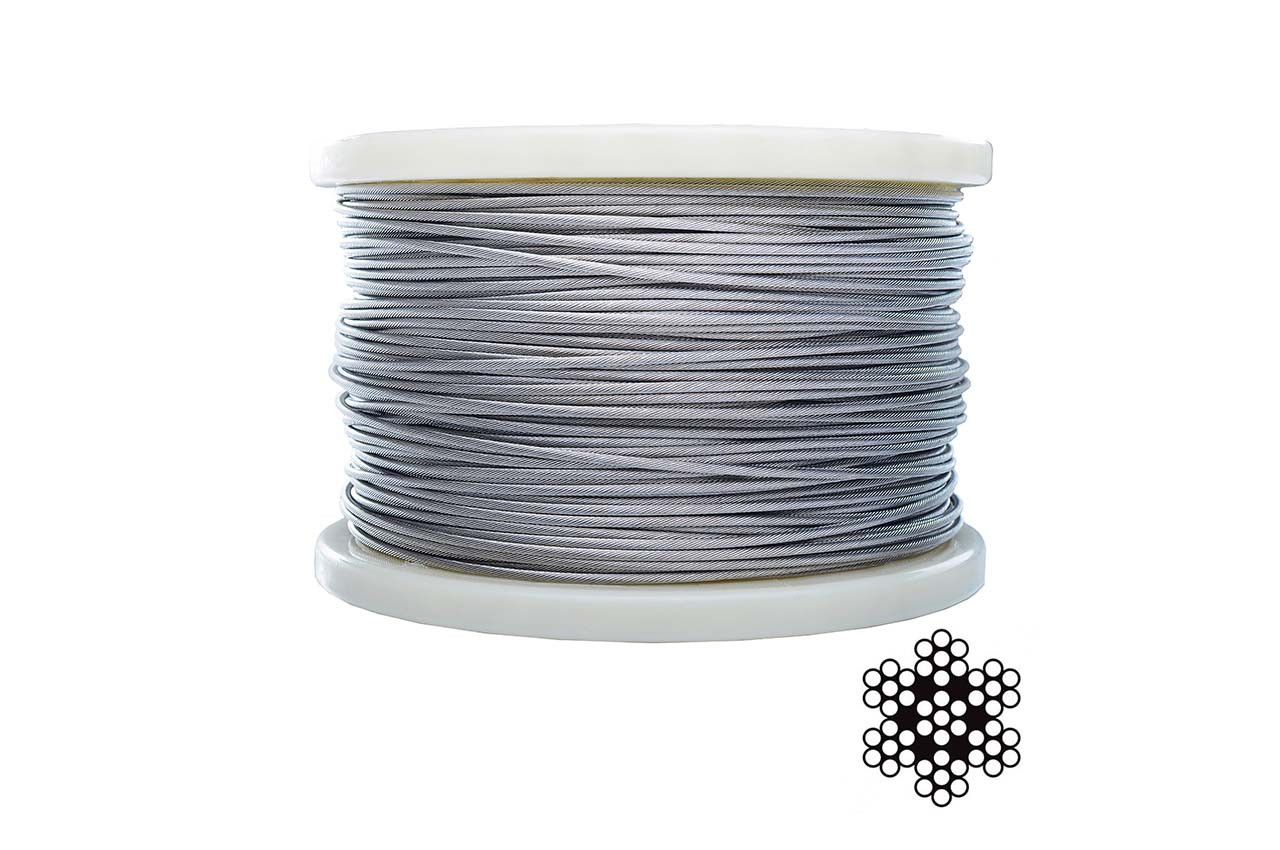 Трос нержавіючий Apro 1,5 мм x 200 м (6х7+1х7) DIN 3055, корозійностійкий, довговічний для підйому