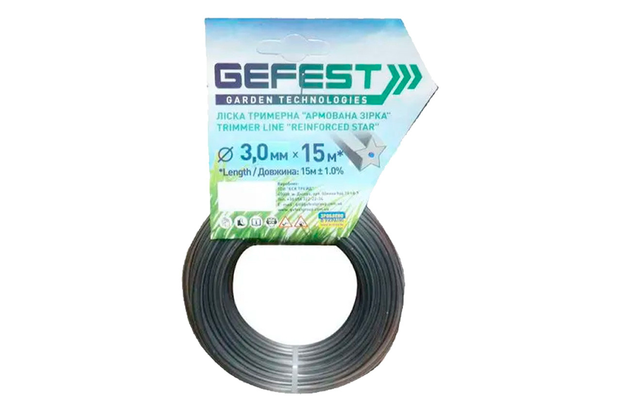 Ліска для тримера Gefest 2.0 мм x 15 м зірка армована (GST2.0R)