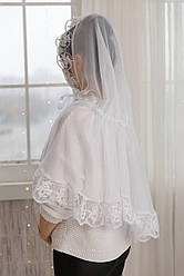 Палантін церковний Brilliant Baby Мереживо Білий широке (BB238)