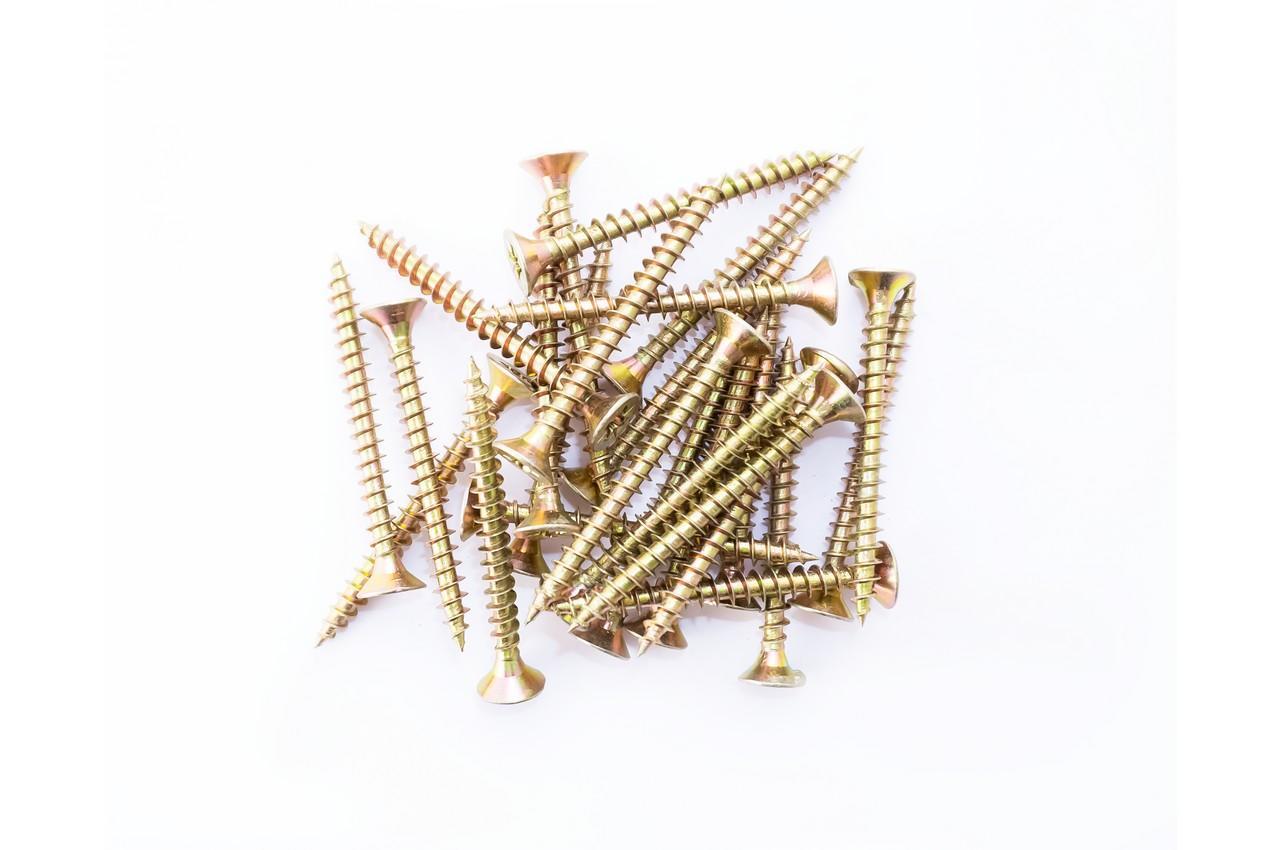 Саморіз універсальний Apro 6.0 x 60 мм з жовтим цинковим покриттям, гострий наконечник, повна різьба