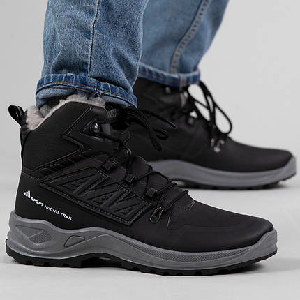 Шкіряні черевики з хутром чорні (365 чорні), фото 1