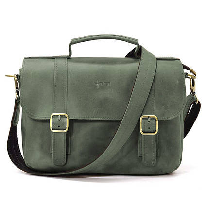 Чоловіча сумка-портфель на плече з ручкою TARWA RE-6008-3md зелена, фото 1