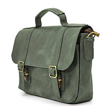 Чоловіча сумка-портфель на плече з ручкою TARWA RE-6008-3md зелена, фото 5