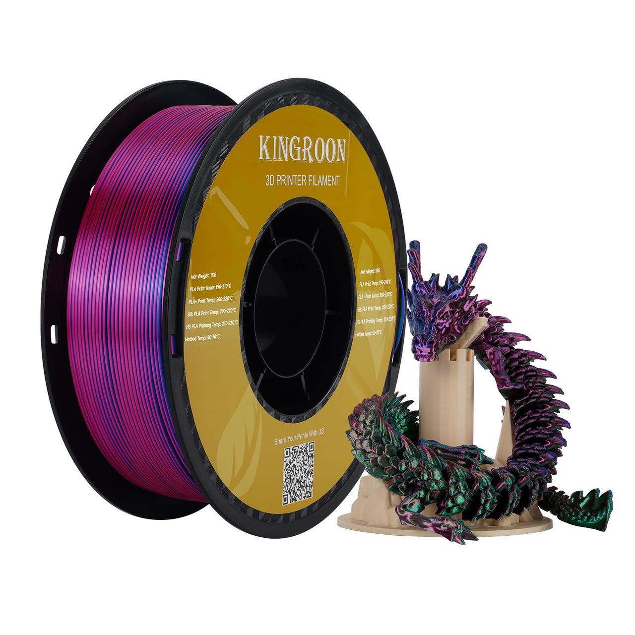 Пластик филамент KINGROON PLA Silk RoseRed Blue Green (YMX0172)