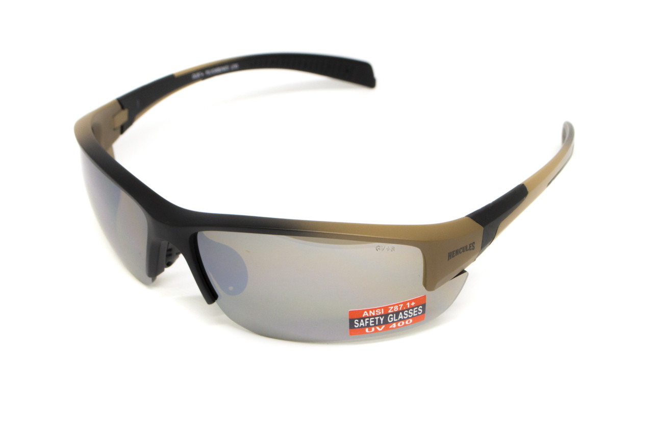 Окуляри захисні Global Vision Hercules-7 Black-Brown (drive mirror), дзеркальні коричневі в коричнево-чорній оправі, фото 1