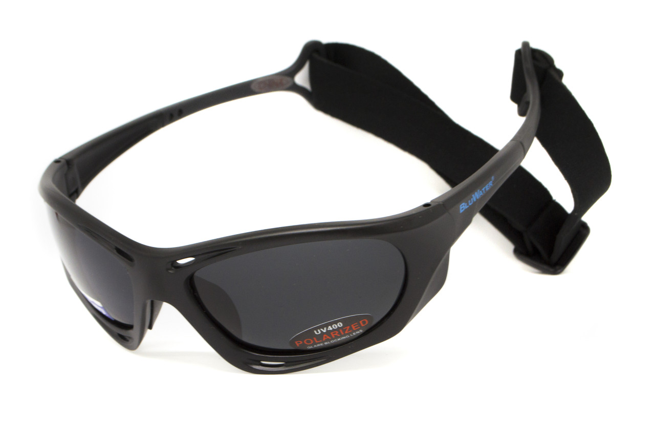 Окуляри поляризаційні BluWater Hydro Polarized (dark gray) Anti-Fog, чорні лінзи в чорній оправі, фото 1