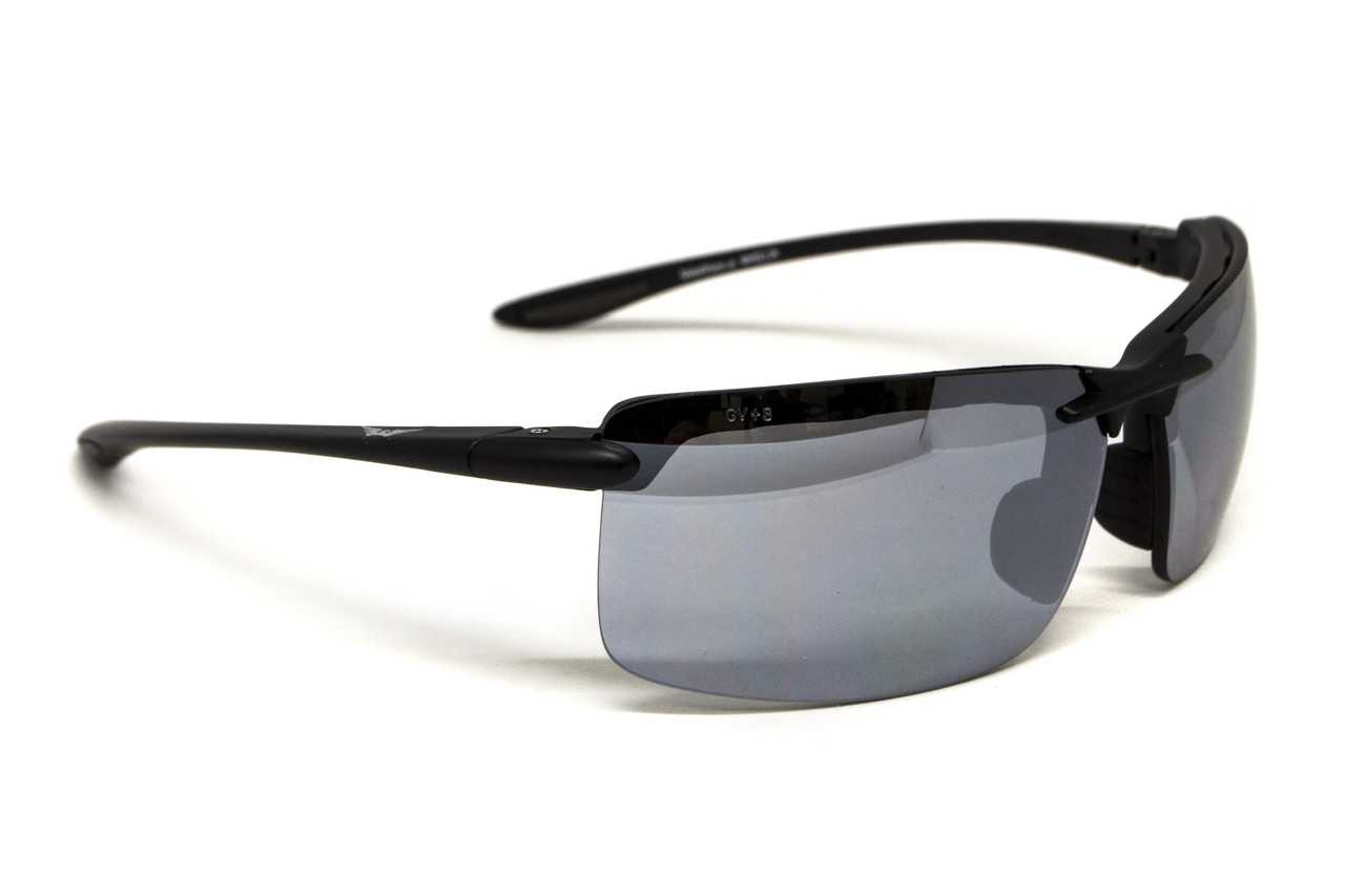 Окуляри захисні Global Vision Wheelin Black (flash mirror), дзеркальні сірі лінзи в чорній оправі, фото 1
