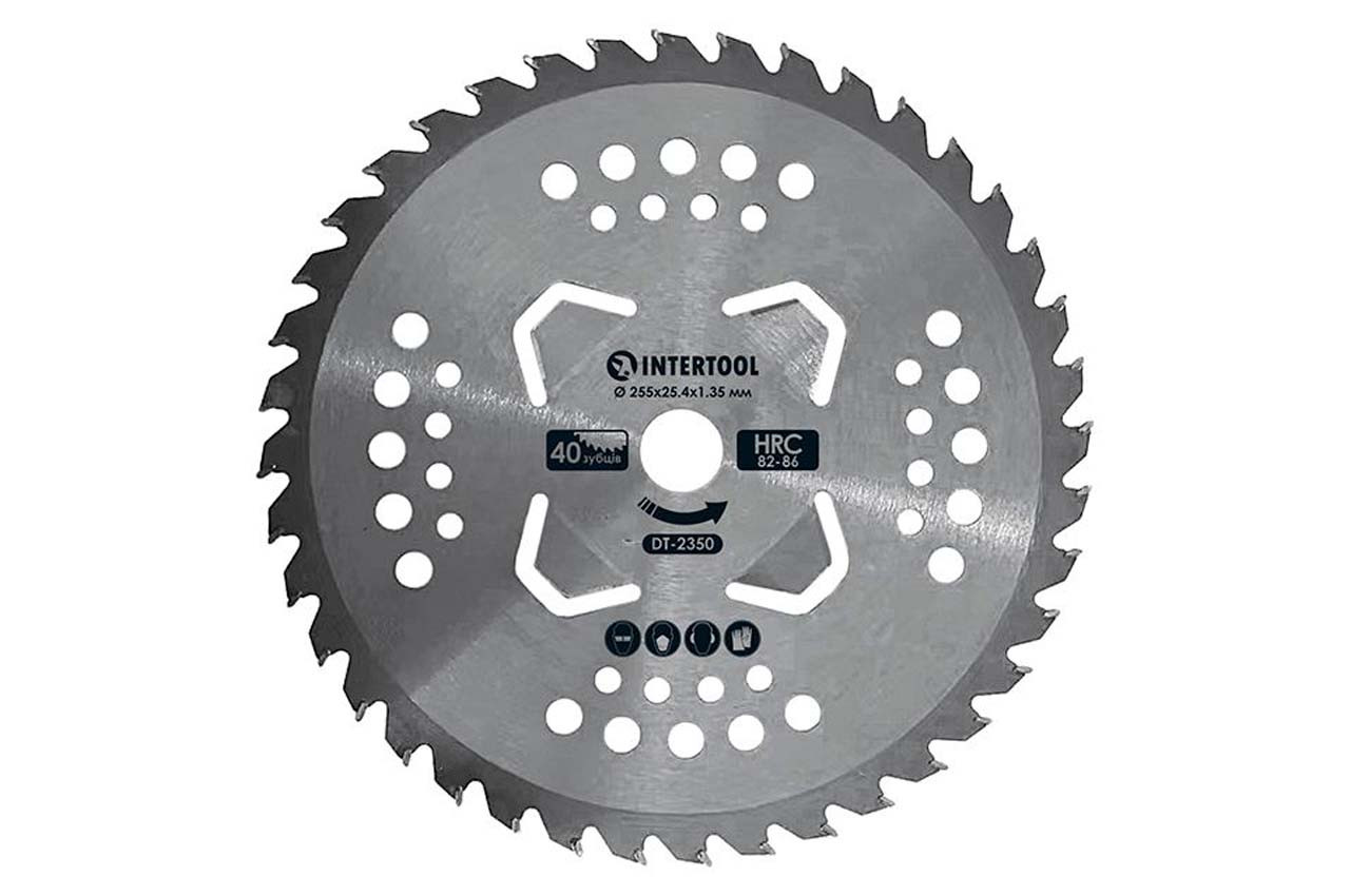 Диск для тримера Intertool 255 мм х 40Т, побідитовий підрізний 4 (DT-2350)