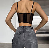 Жіночий сексуальний топ, корсетний топ бюстьє жіночий корсетний топ з відкритими плечима, корсет з чашками, фото 5