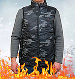 Термо жилет із підігрівом МК156 камуфляж розмір XL 9 зон обігріву, 3 режими регулювання температури 25-55 °C, фото 5