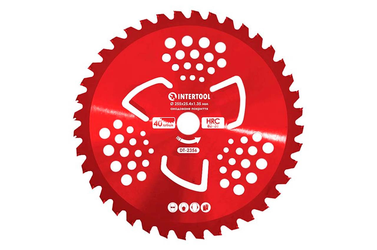 Диск для тримера Intertool 255 мм х 40Т, побідитовий підрізний анодований (DT-2356)