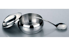 Цукорниця Maestro 300 мл із ложкою, високоякісна нержавіюча сталь, дзеркальна поліровка