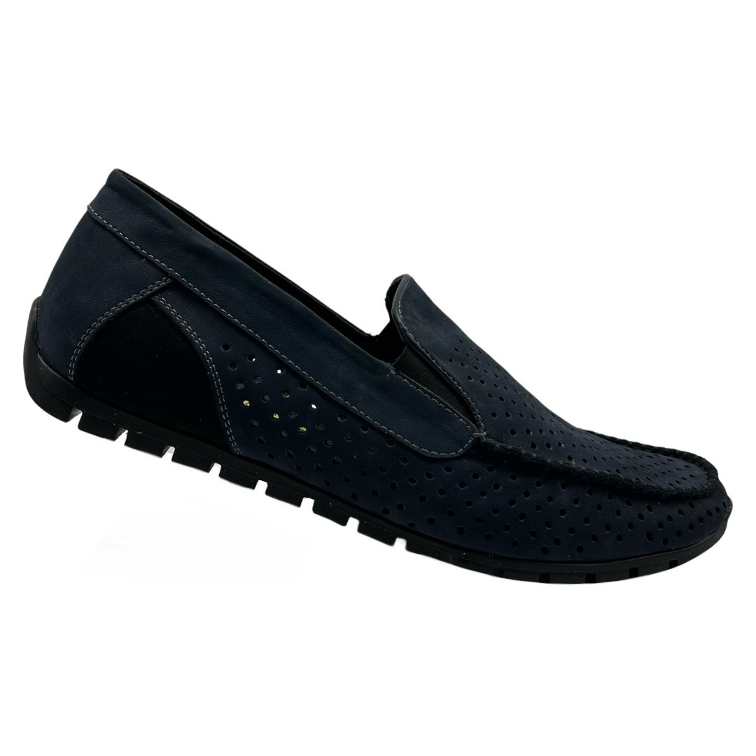Мокасини чоловічі нубукові синього кольору «Style Shoes».