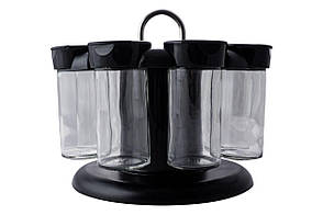 Набір ємностей для спецій Kamille 8 шт, скляний, з млинами (7050)