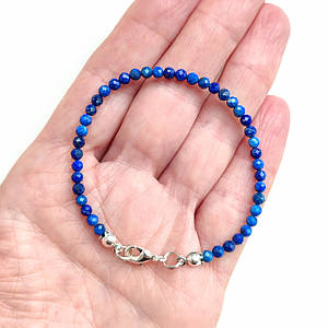 Браслет із натурального Лазуріту із застібкою грановані намистини d 4мм